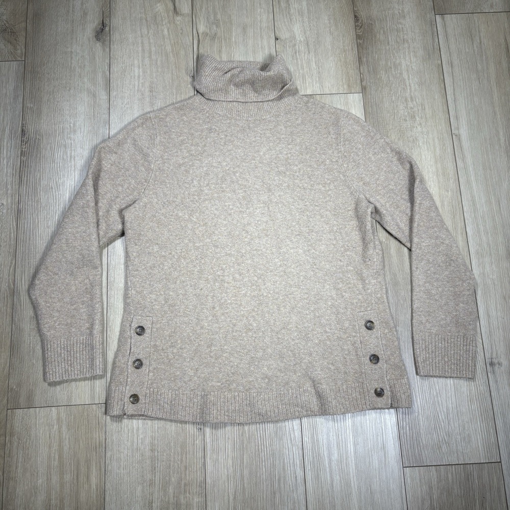 J. Crew Button Turtleneck In Extra Soft Yarn Sweater in Tan Women's Size M